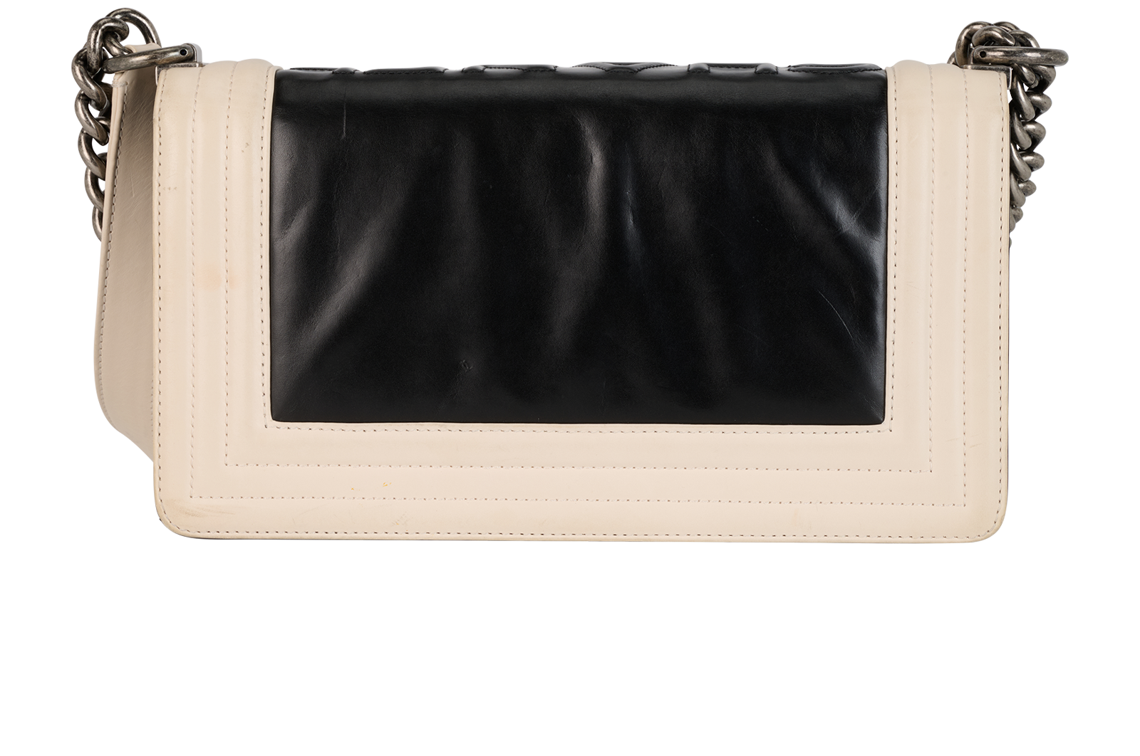 Boy Bag, &pound;1,600, Handbags, Black/Cream, Leather, Back view